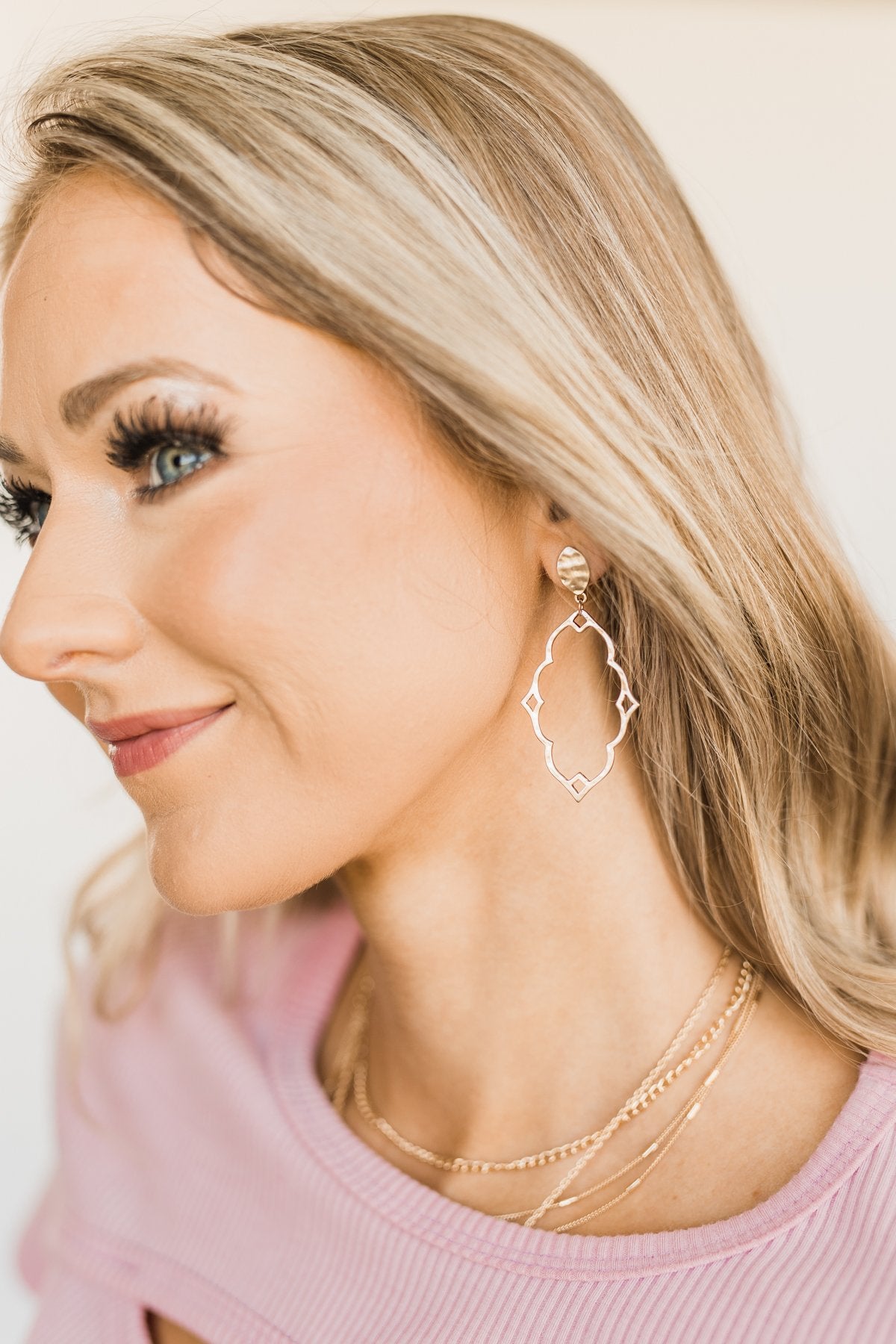 Dangle Pendant Earrings- Rose Gold