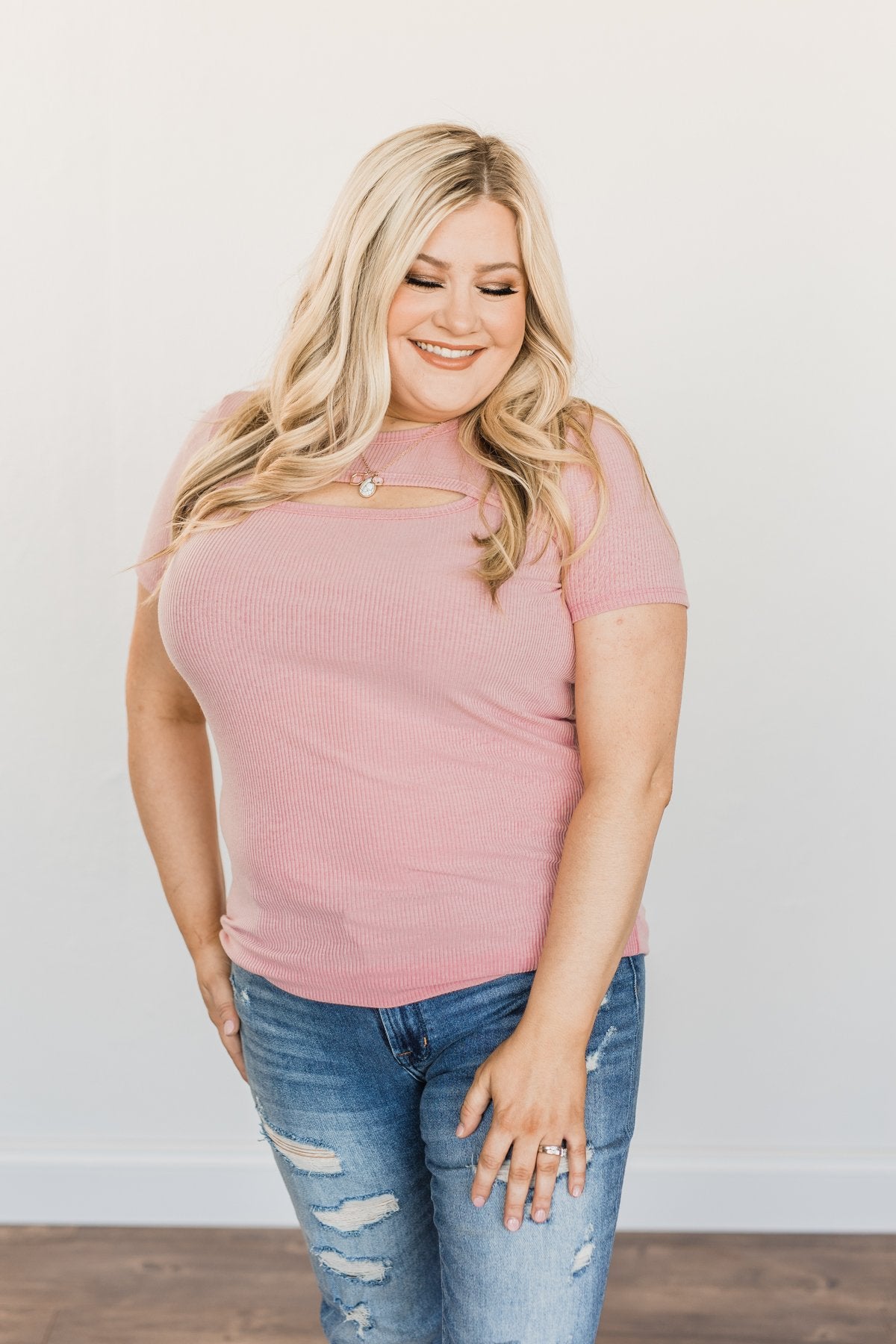 Feeling Spectacular Cut Out Top- Dusty Pink