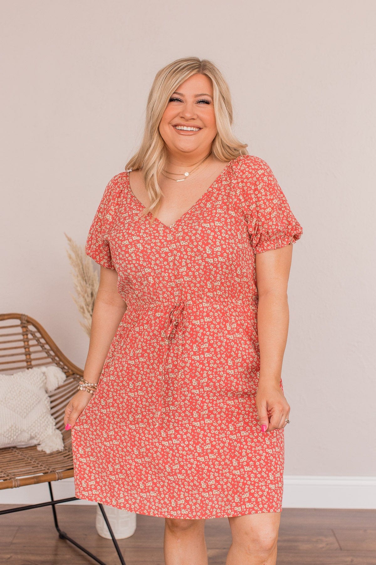 Good To Be Me Floral Mini Dress- Red