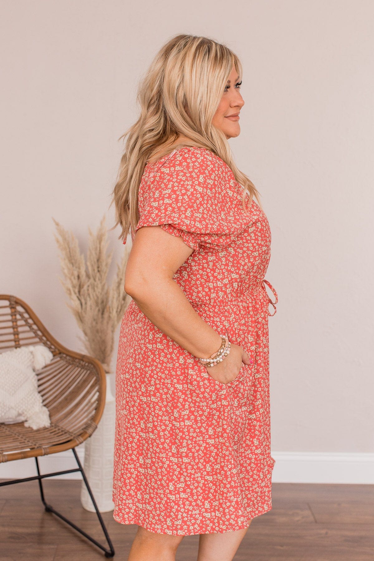 Good To Be Me Floral Mini Dress- Red