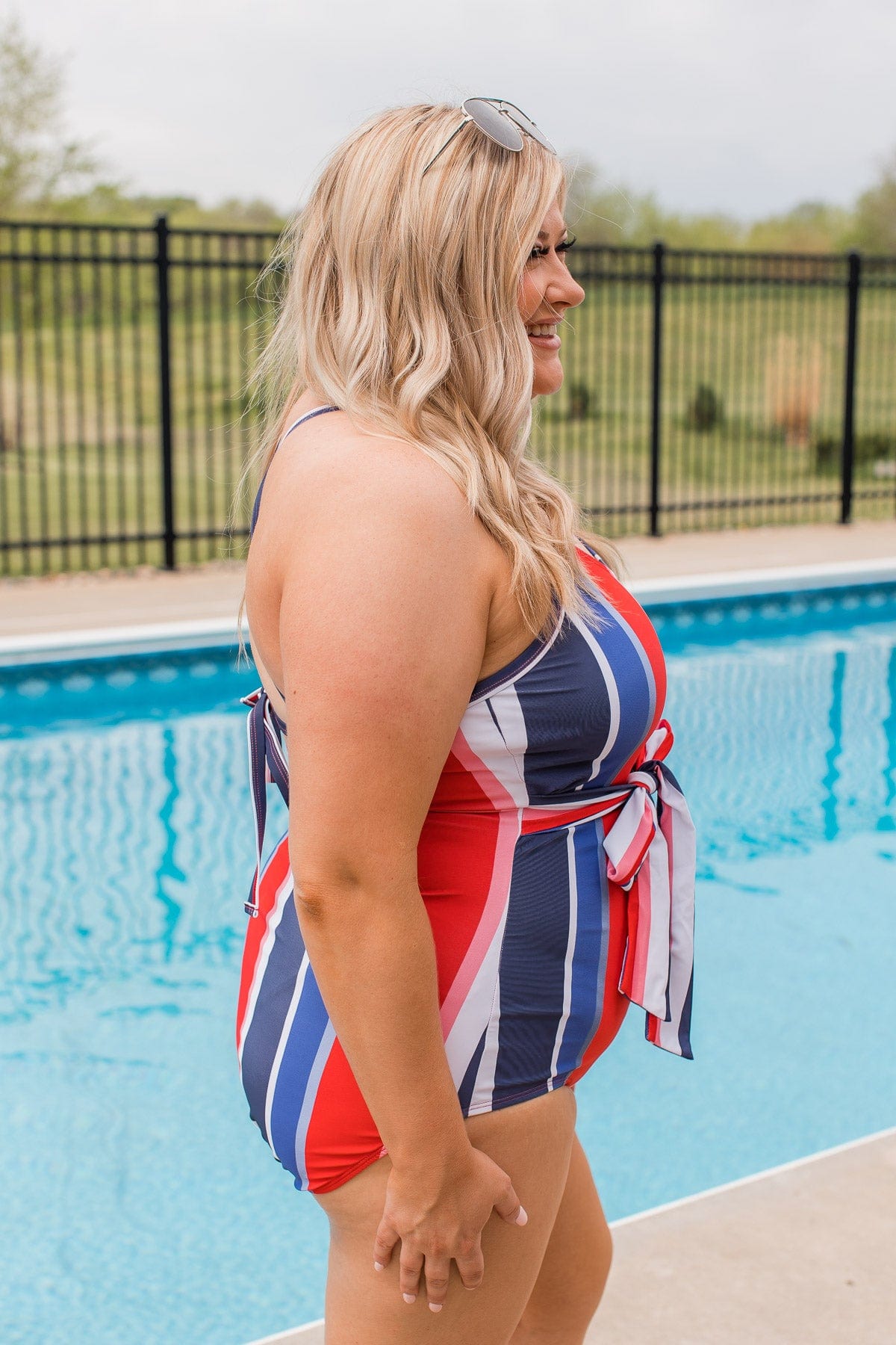 Taste Of Summer Striped One-Piece Swimsuit- Red, White, & Blue