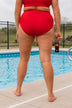 Sandy Shores High-Rise Swim Bottoms- Red