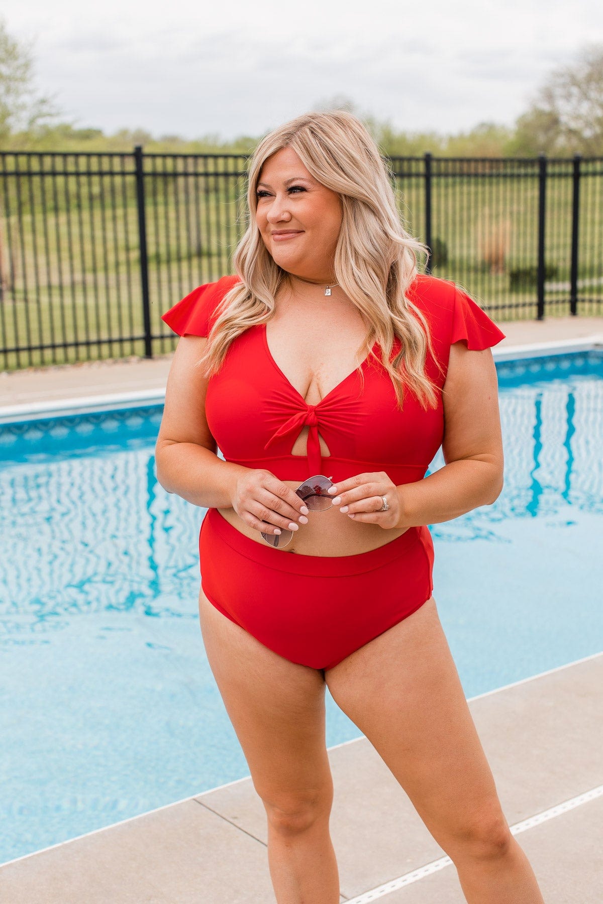 Sandy Shores High-Rise Swim Bottoms- Red