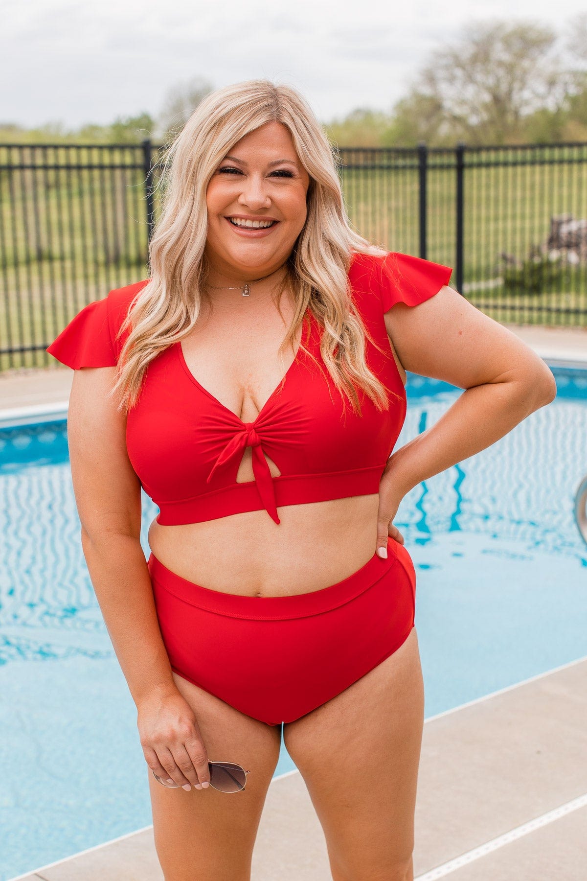 Miami Memories Flutter Sleeve Swim Top- Bright Red – The Pulse Boutique