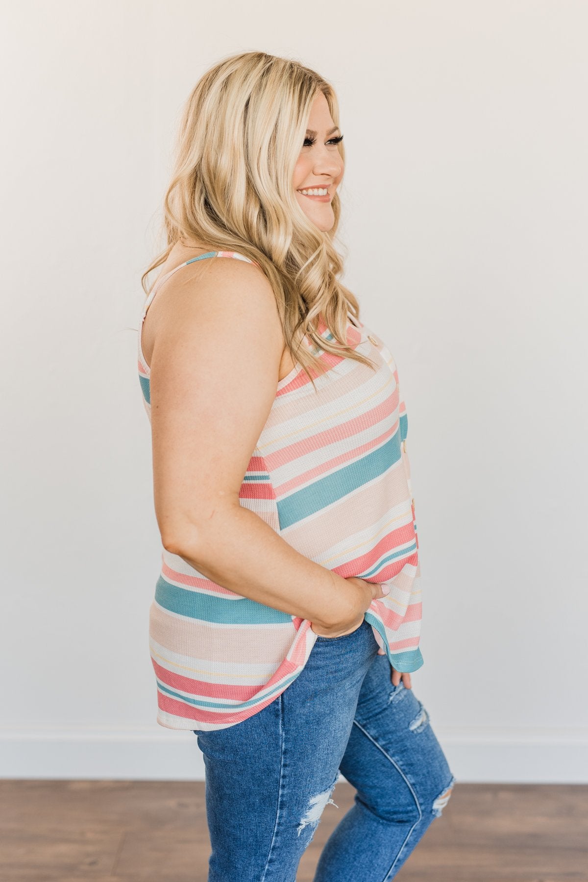 Limitless Love Striped Tank Top- Peach & Coral