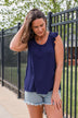 Sparkler Skylines Tie Back Tank- Royal Blue