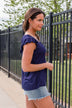 Sparkler Skylines Tie Back Tank- Royal Blue