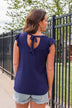 Sparkler Skylines Tie Back Tank- Royal Blue