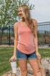 Glorious Stripes Ribbed Tank- Coral