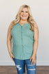 Always In My Heart Notch Tank Top- Soft Teal