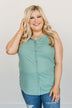 Always In My Heart Notch Tank Top- Soft Teal