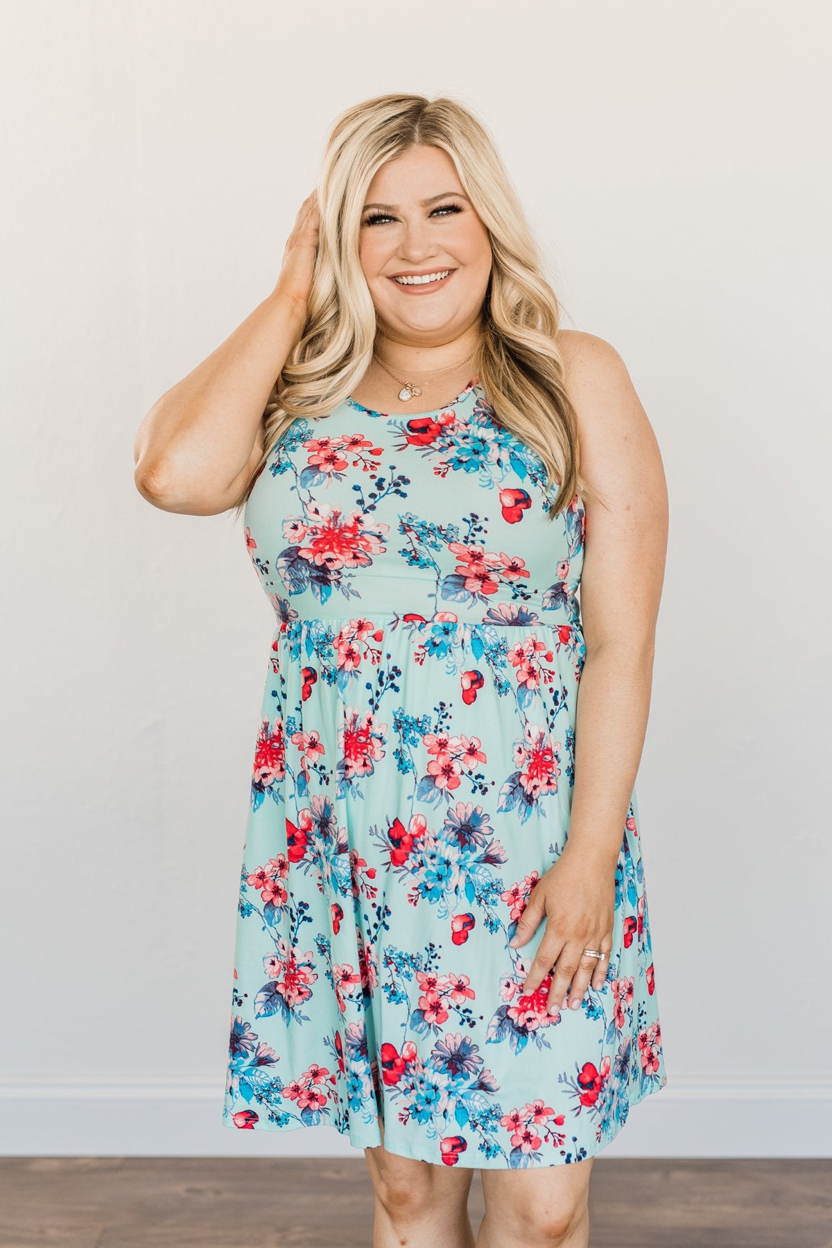 Live Loudly Criss-Cross Floral Dress- Sky Blue