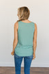 Always In My Heart Notch Tank Top- Soft Teal