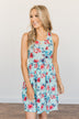 Live Loudly Criss-Cross Floral Dress- Sky Blue