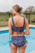 Surfing Through Life Cinched Swim Top- Navy Floral