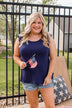 Sparkler Skylines Tie Back Tank- Royal Blue
