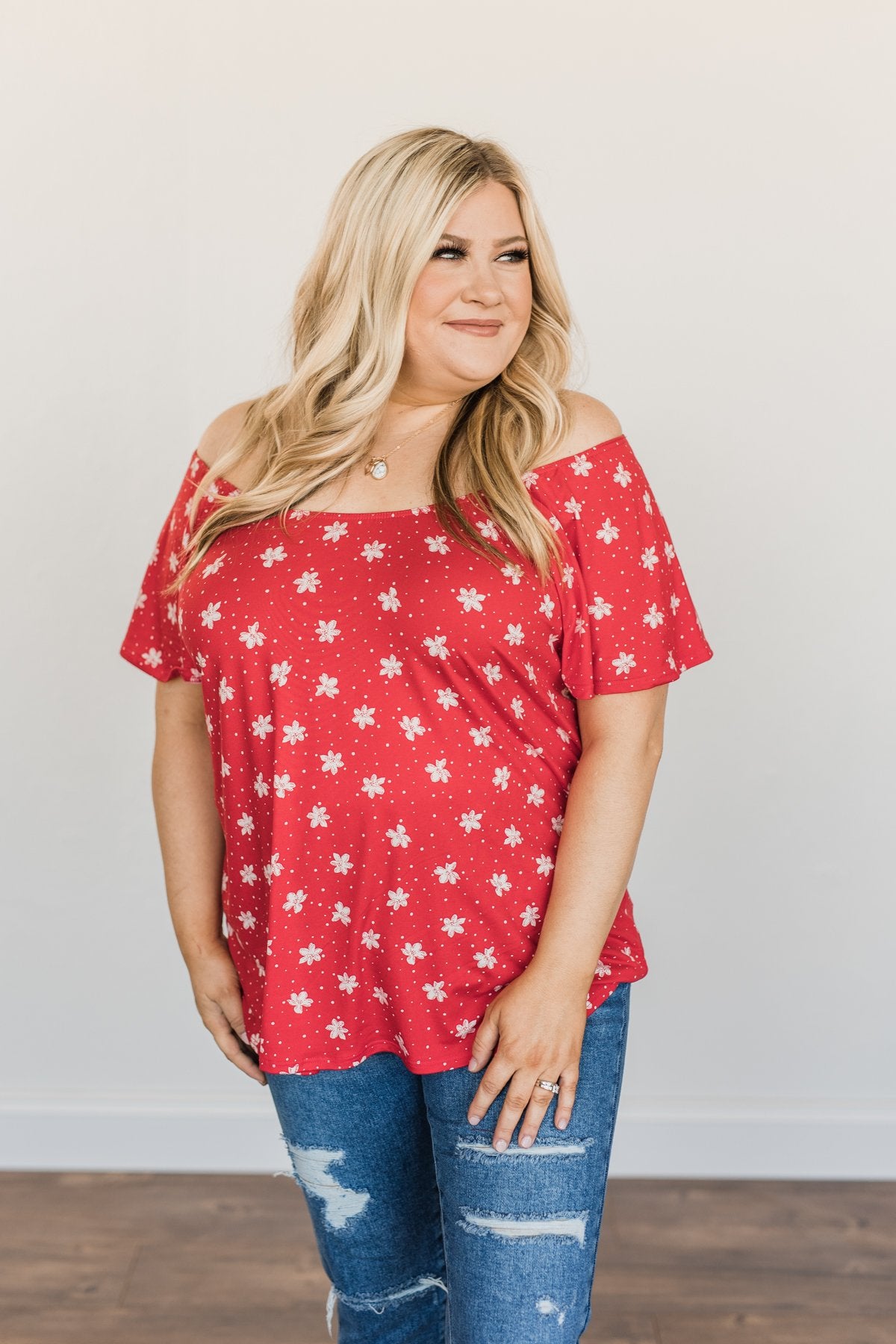 Happier Than Ever Floral Tie Top- Red
