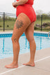 Sandy Shores Spotted Swim Bottoms- Red
