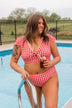 Miami Memories Flutter Sleeve Swim Top- Red Gingham