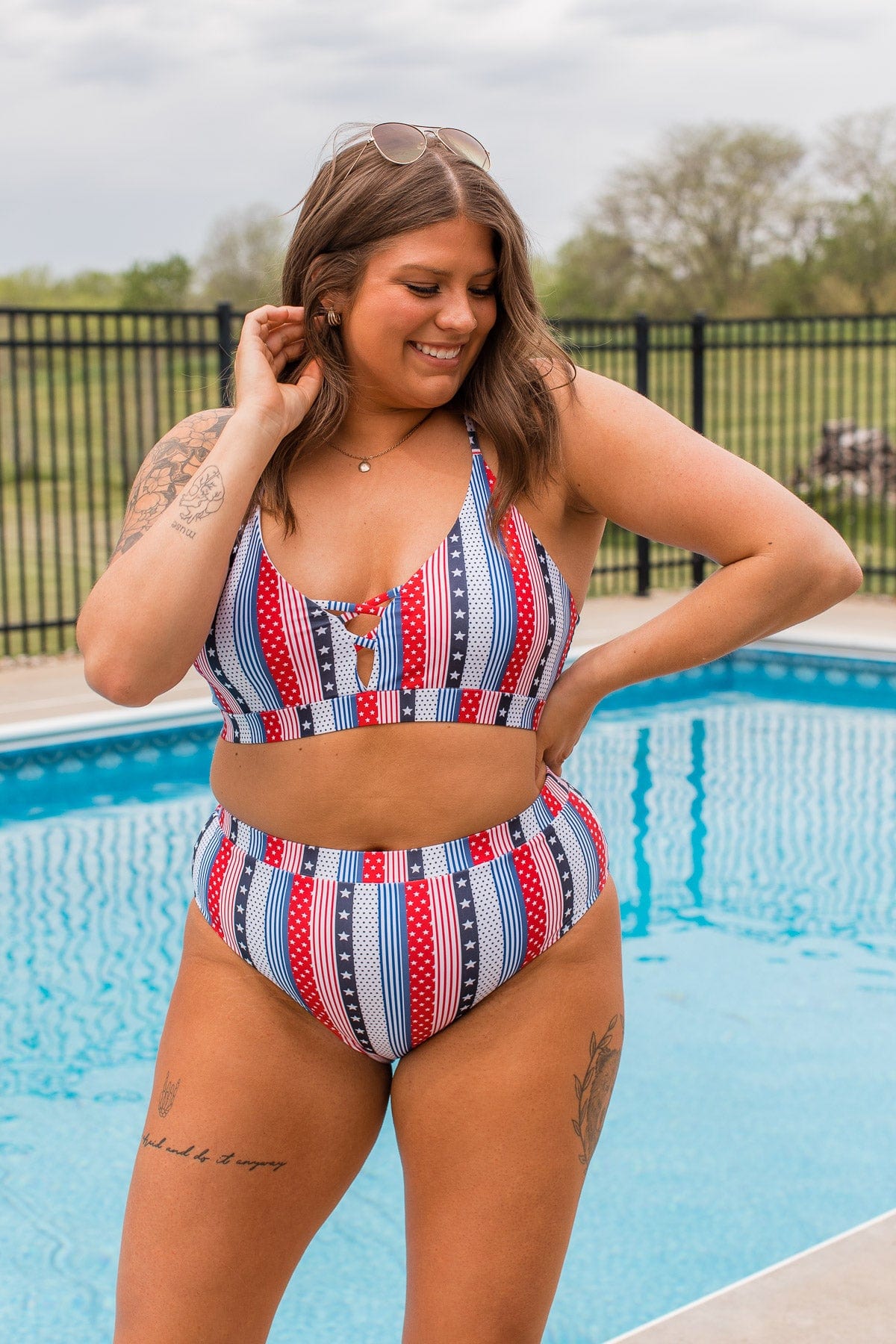 Red white and blue bikini top shop