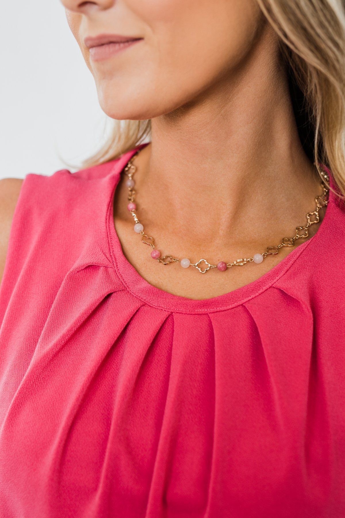 Clover Chain Necklace- Shades of Pink