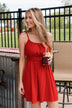 Summer Fling Tie Shoulder Mini Dress- Red