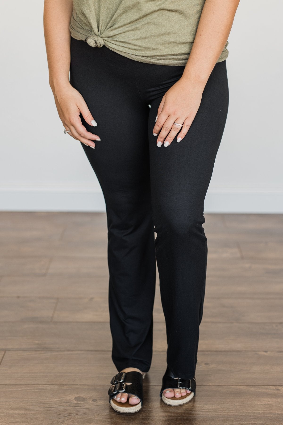 One Step At A Time Bootcut Leggings- Black – The Pulse Boutique