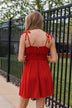 Summer Fling Tie Shoulder Mini Dress- Red