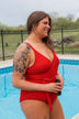 Beach Party One-Piece Swimsuit- Bright Red