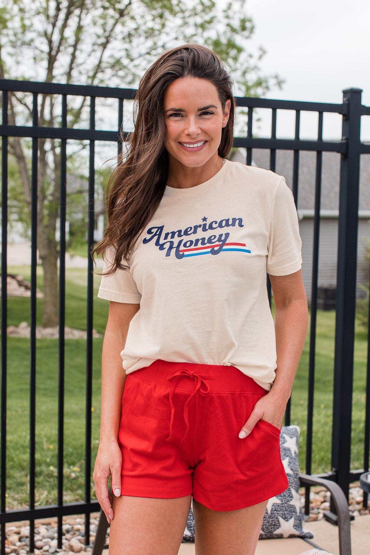 "American Honey" Graphic Top- Cream