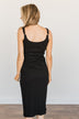 Look At Me Now Fitted Midi Dress- Black