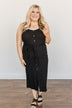 Look At Me Now Fitted Midi Dress- Black