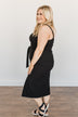 Look At Me Now Fitted Midi Dress- Black