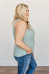 Kissed By The Sun Knit Tank Top- Soft Mint Blue