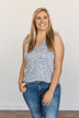 Endless Summer Ruffle Floral Tank Top- Denim Blue