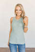 Kissed By The Sun Knit Tank Top- Soft Mint Blue