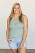Kissed By The Sun Knit Tank Top- Soft Mint Blue