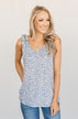 Endless Summer Ruffle Floral Tank Top- Denim Blue