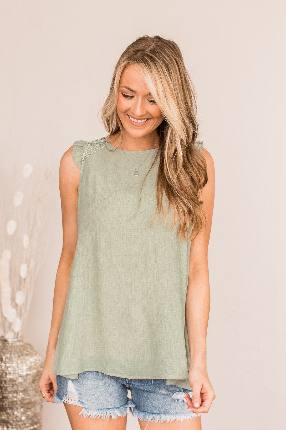 Fields Of Love Patterned Blouse- Light Sage