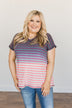 Spectacular Sights Striped Ombre Top- Charcoal & Pink