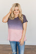 Spectacular Sights Striped Ombre Top- Charcoal & Pink
