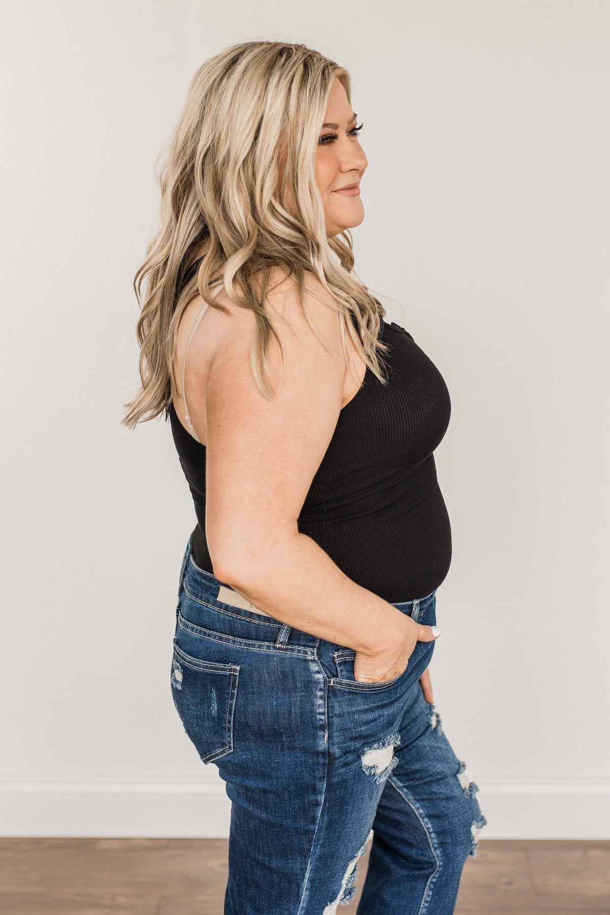 Let Them Wonder Button Bodysuit- Black