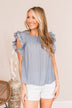 Keep On Smiling Flutter Sleeve Blouse- Dusty Blue
