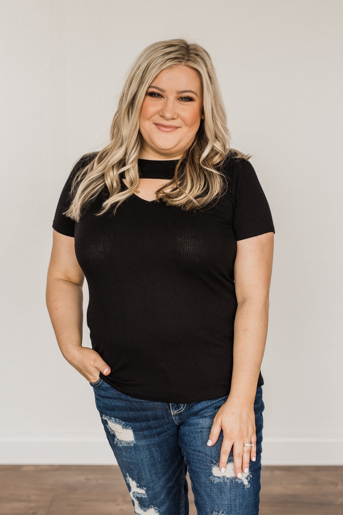 Embrace The New Cut Out Top- Black