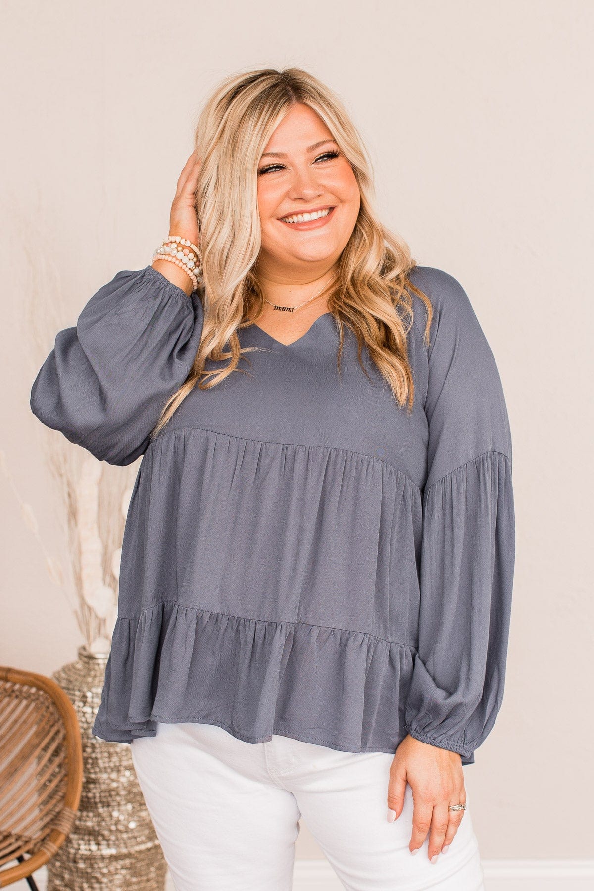 Dance Until Dusk Babydoll Top- Steel Blue – The Pulse Boutique