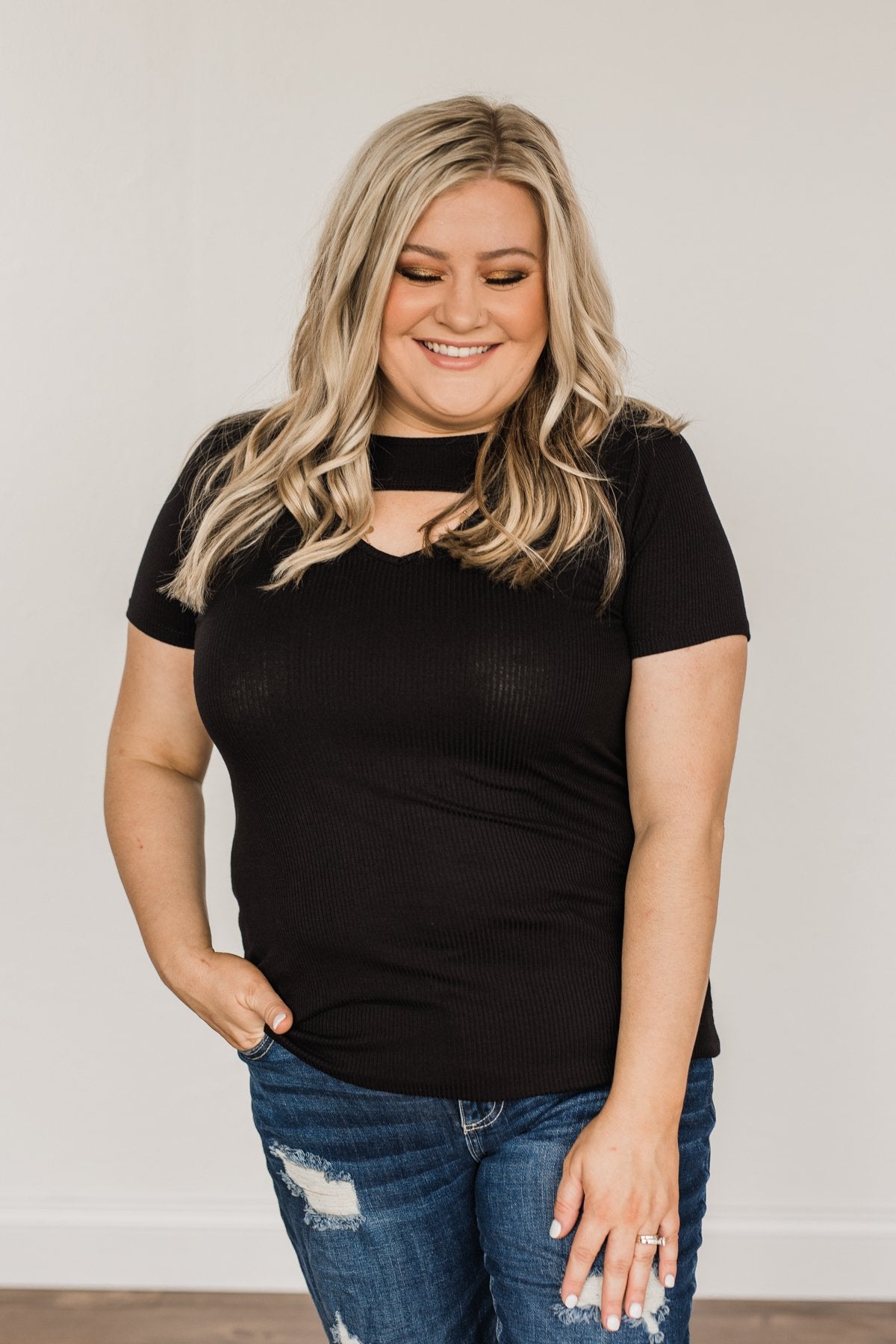 Embrace The New Cut Out Top- Black