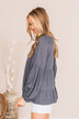 Dance Until Dusk Babydoll Top- Steel Blue