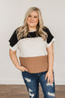 Unforgettable Fun Color Block Top- Black, Ivory & Mocha