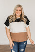 Unforgettable Fun Color Block Top- Black, Ivory & Mocha
