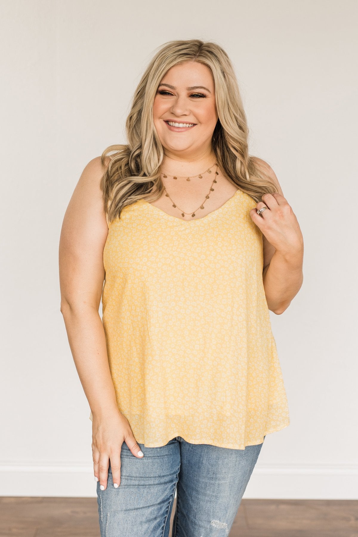Shine Until Tomorrow Floral Tank Top- Soft Yellow